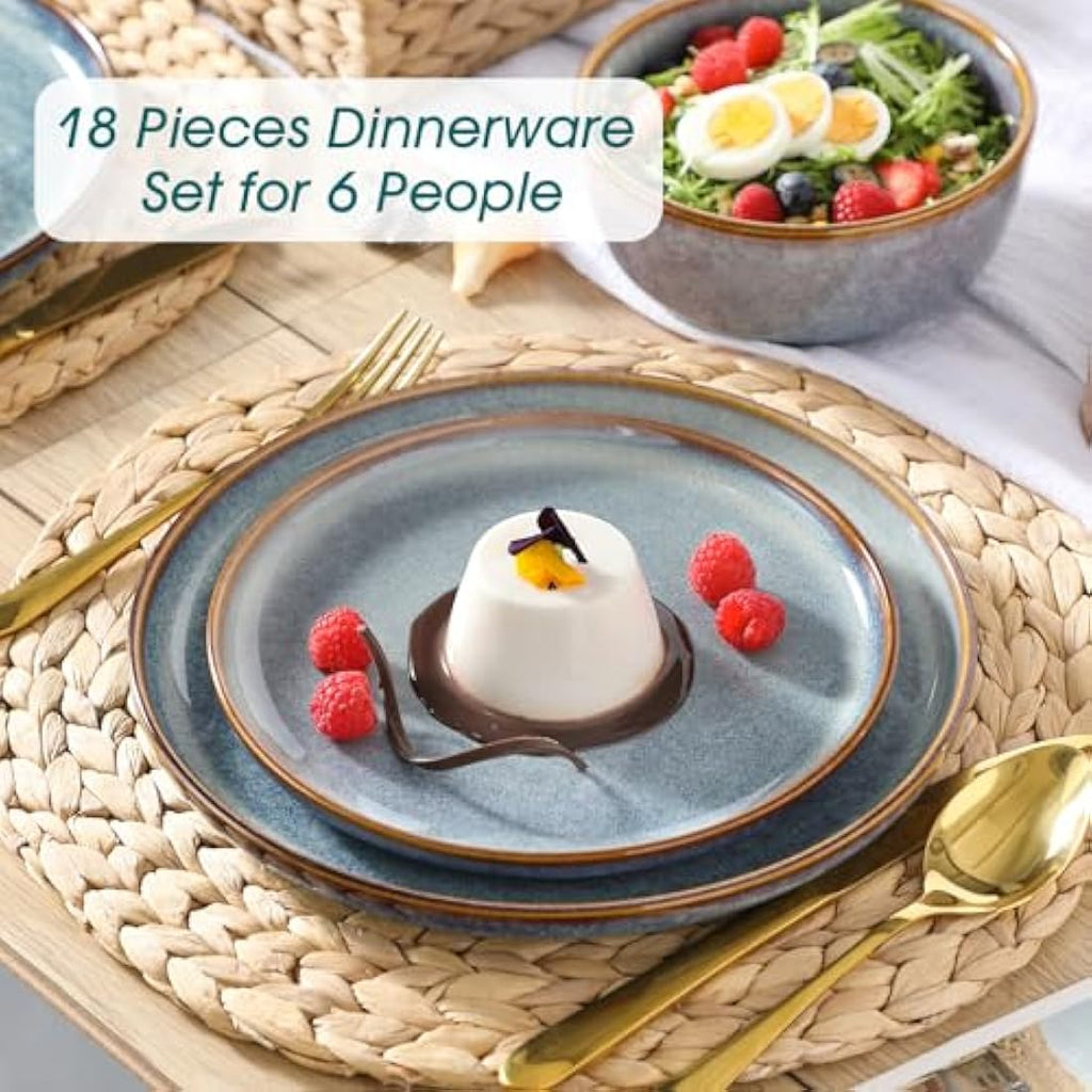 vancasso Playa 18-Piece Stoneware Dinner Set for 6 – Lavender Blue