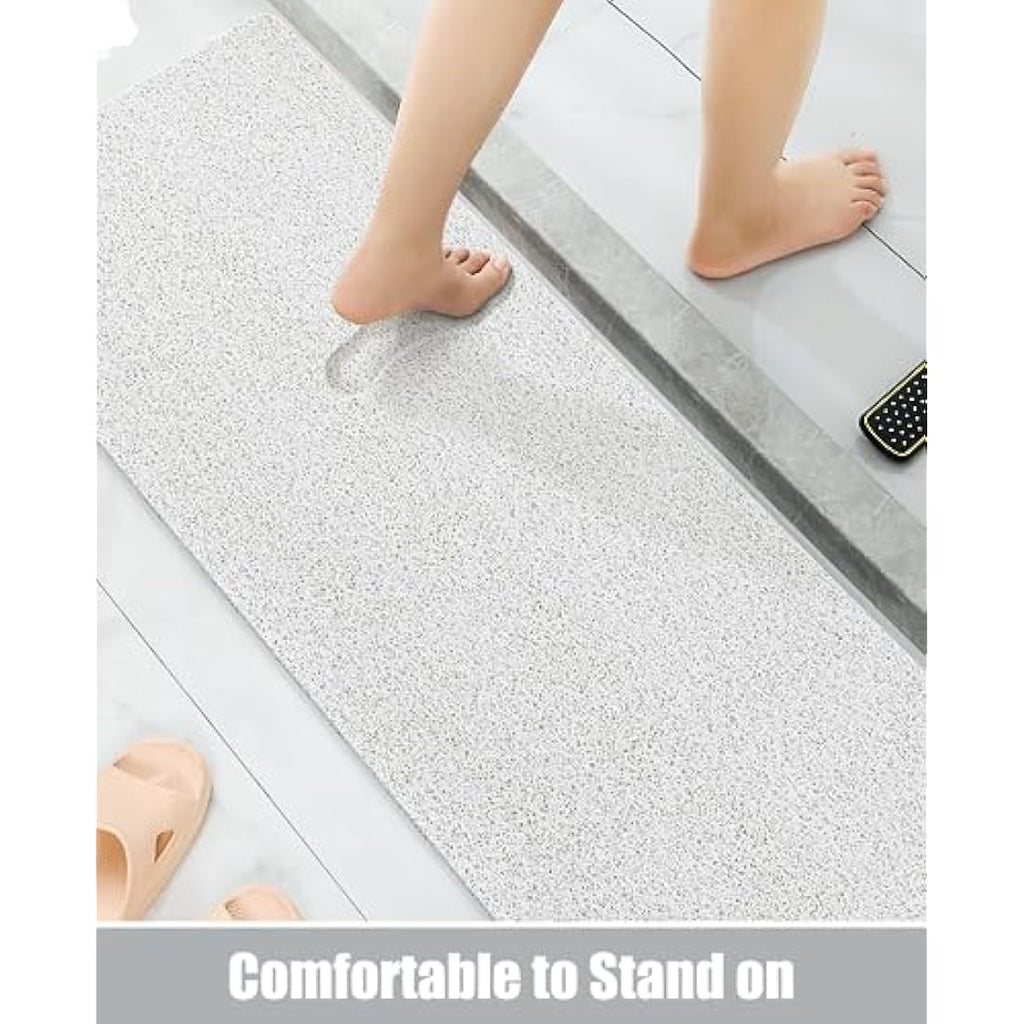 Loofah Shower Mat – Non-Slip Quick-Dry Bathtub Mat, White