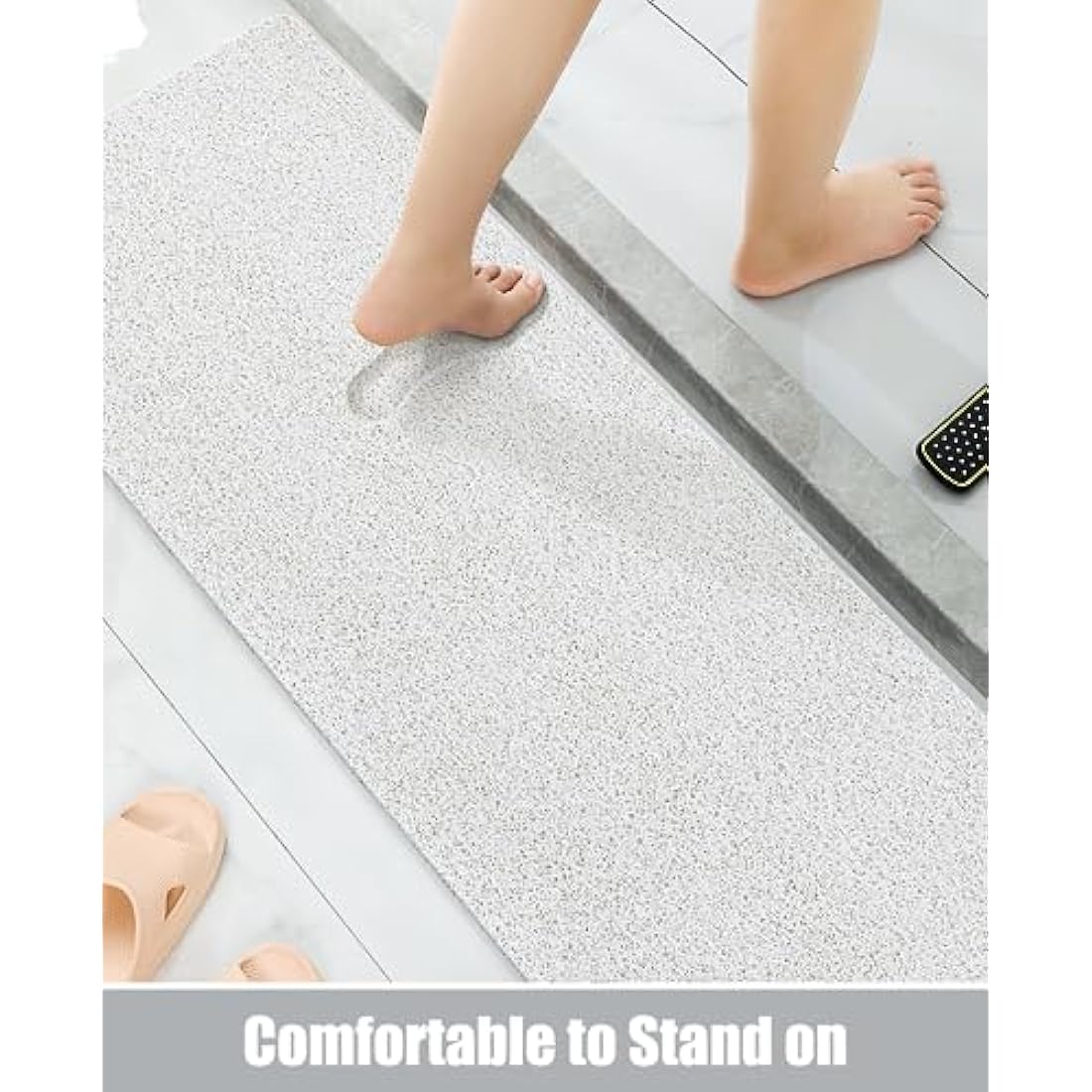 Loofah Shower Mat – Non-Slip Quick-Dry Bathtub Mat, White