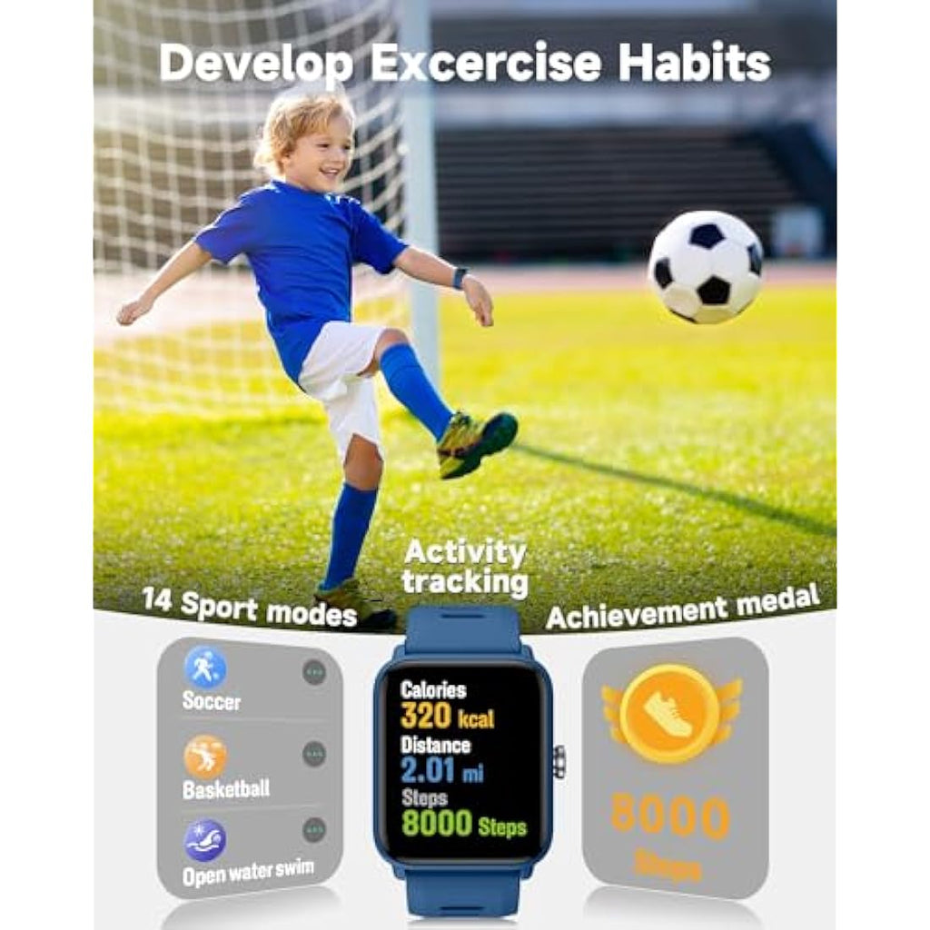 BIGGERFIVE Kids Smart Watch - 5ATM Waterproof Fitness Tracker for Boys Girls