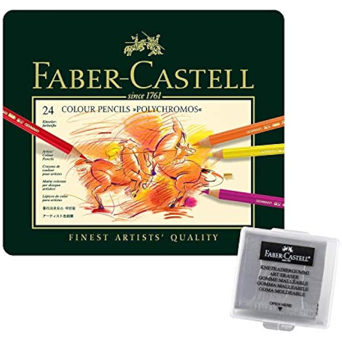 Faber-Castell Polychromos Artist Colouring Pencils, 24 Set with Eraser