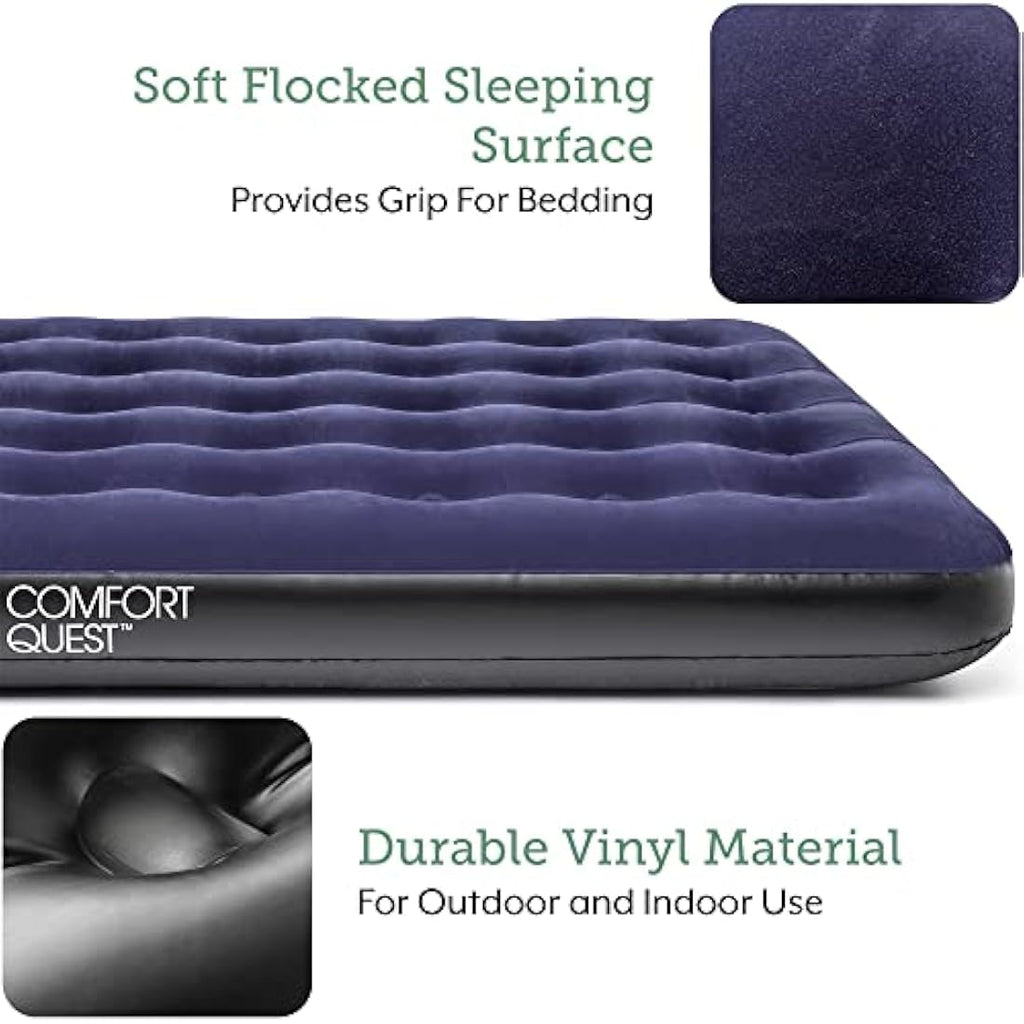 Jolof Store Double Inflatable Airbed – Flocked Camping Mattress