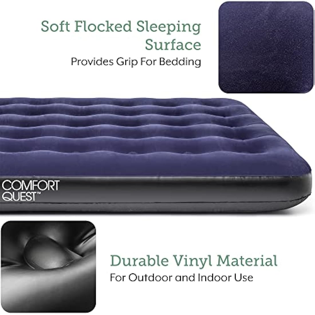 Jolof Store Double Inflatable Airbed – Flocked Camping Mattress