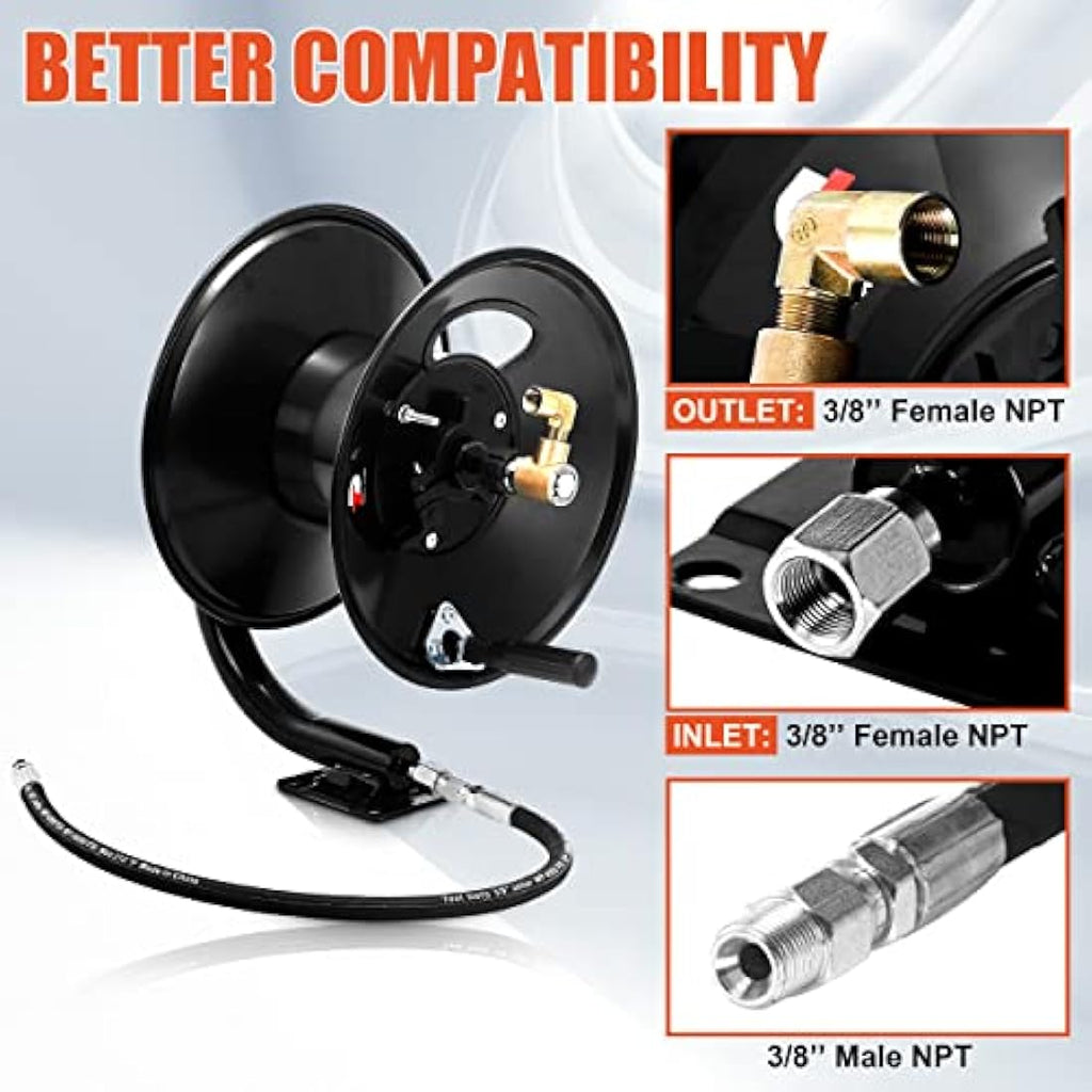 Tool Daily Heavy Duty Steel Pressure Washer Hose Reel | 100ft 4000 PSI