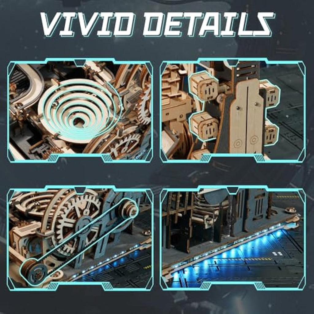 ROKR Marble Run Electric 3D Wooden Puzzle Model Kit - Marble Spaceport