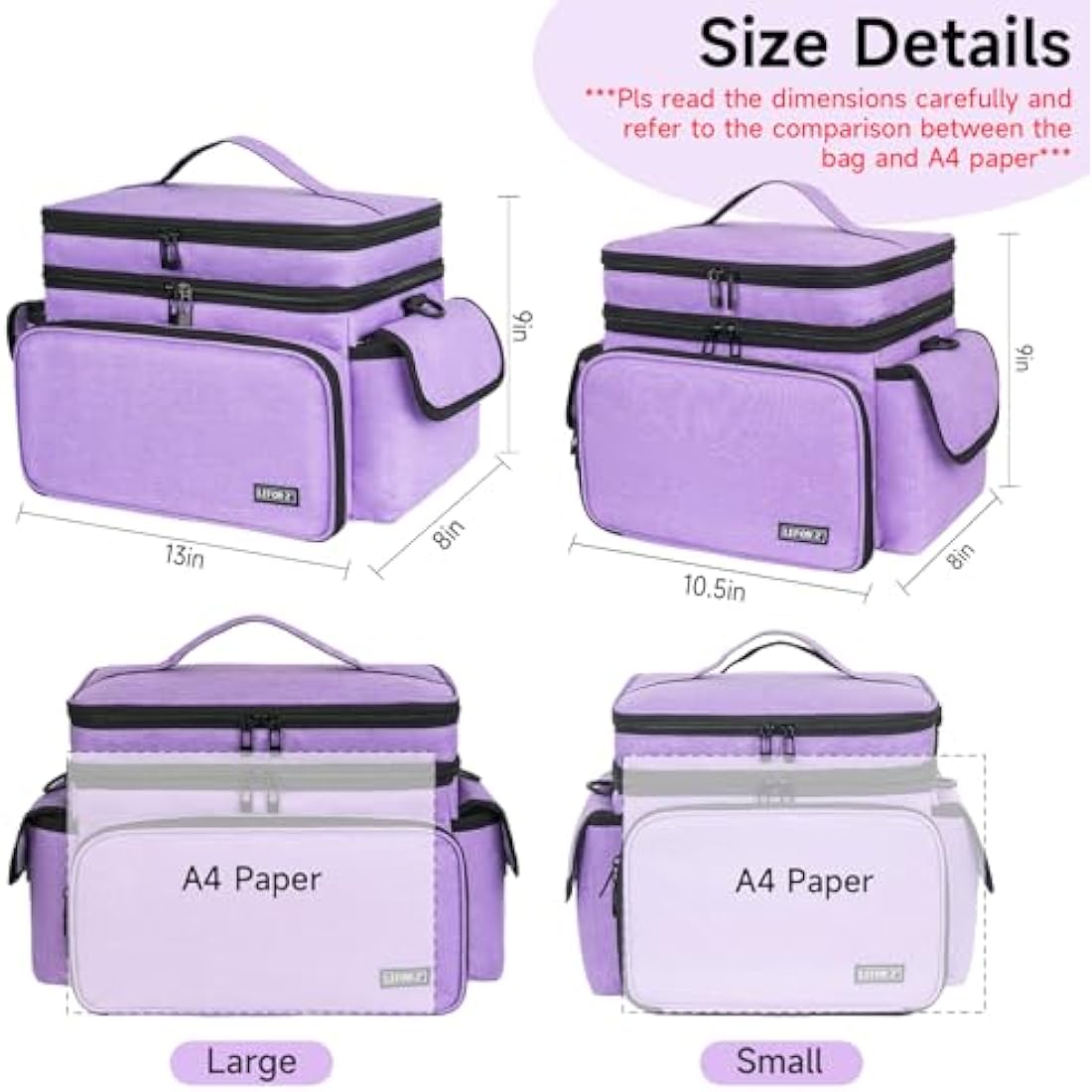LEFOR·Z Extra Large Double-Layer Sewing Box Organizer Bag - Purple