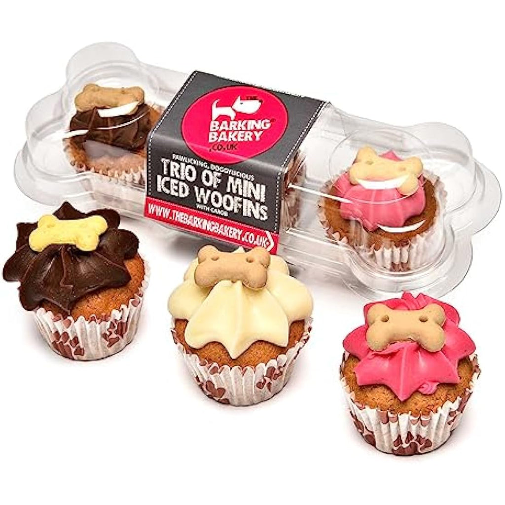 The Barking Bakery Trio of Mini Iced Woofins – Gourmet Dog Cupcakes
