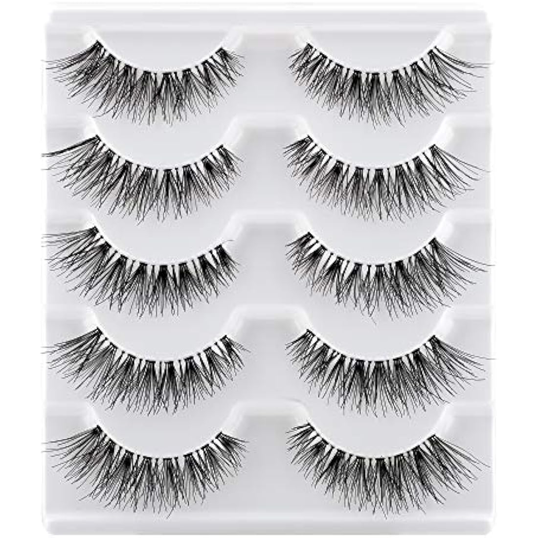 JIMIRE 3D False Eyelashes – Natural Demi-Wispies Cat Eye Lashes, 5 Pairs