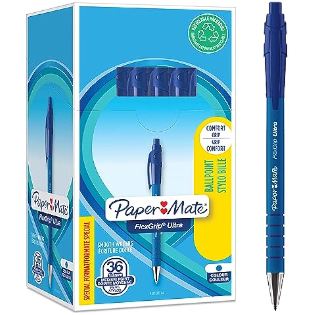 Paper Mate Flexgrip Ultra Retractable Ballpoint Pens, Blue, 36 Count