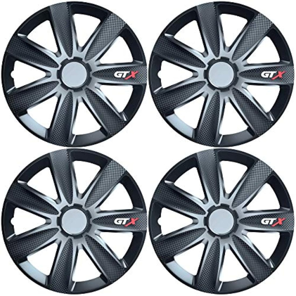 Versaco 14 Inch Black Wheel Trims – 7-Spoke Car Hubcaps (Set of 4)