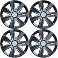 Versaco 14 Inch Black Wheel Trims – 7-Spoke Car Hubcaps (Set of 4)