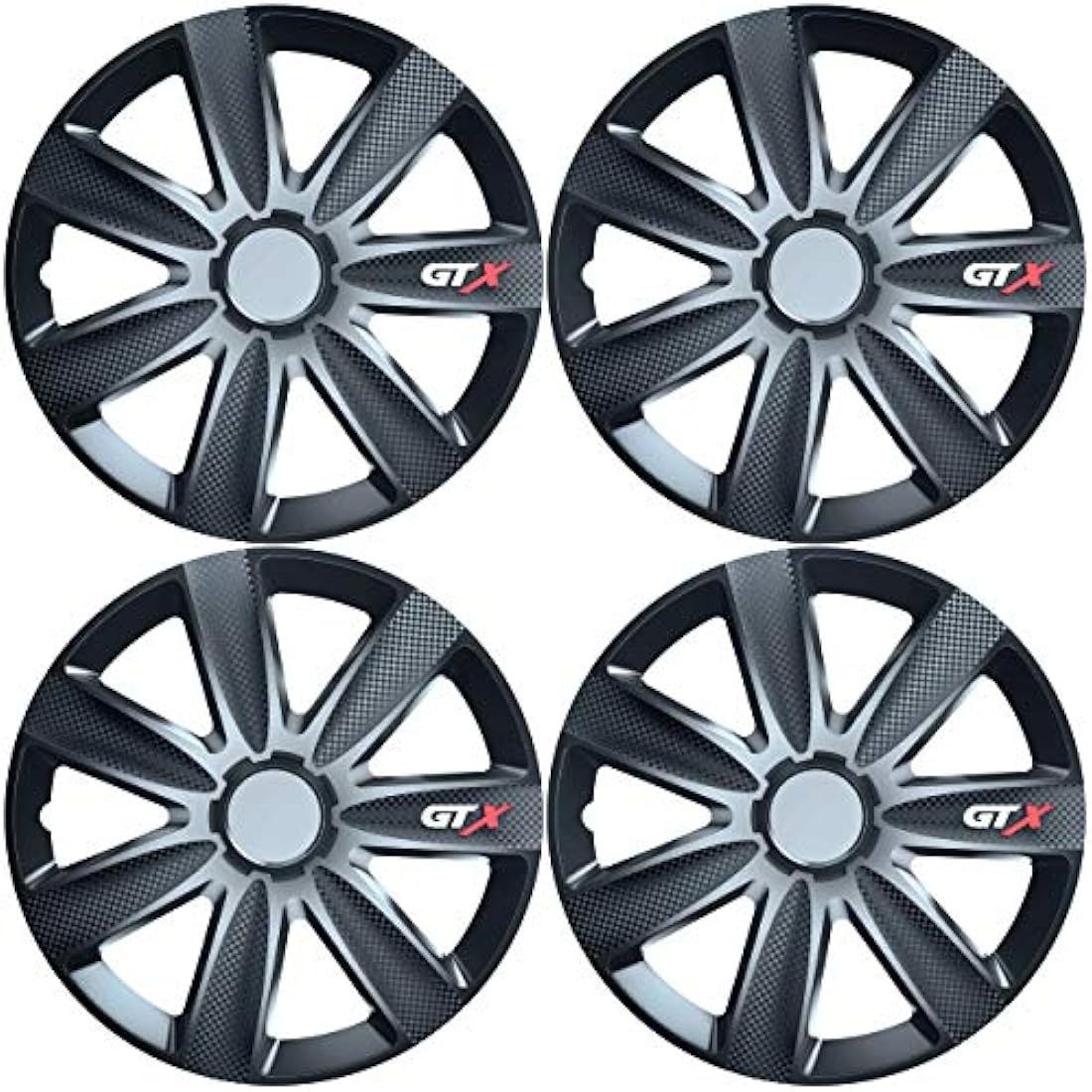 Versaco 14 Inch Black Wheel Trims – 7-Spoke Car Hubcaps (Set of 4)