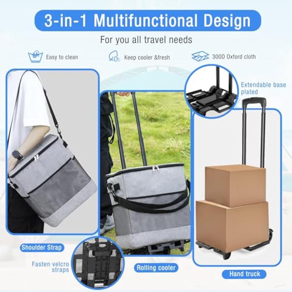 60-Can Rolling Cooler – 40L Insulated Leakproof Bag