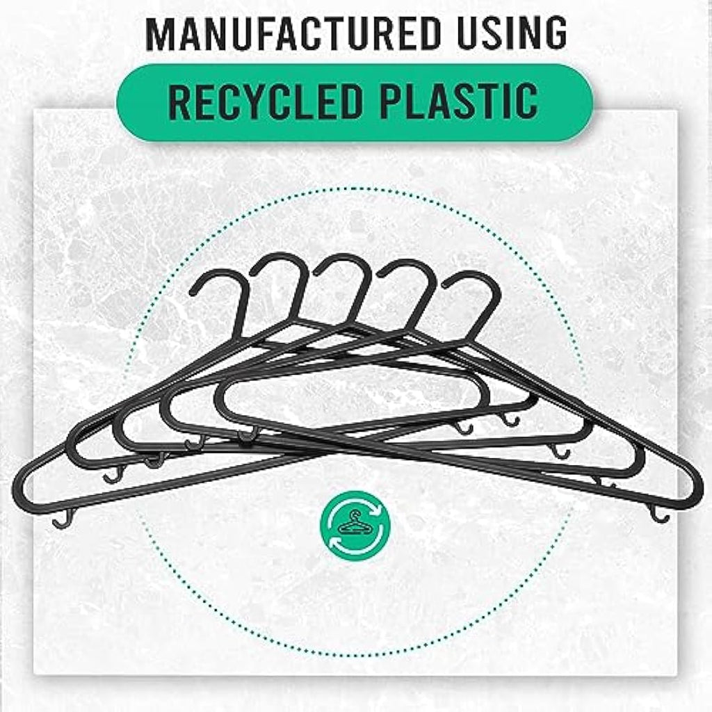 Jolof Store Black Plastic Clothes Hangers – 50 Pack Space Saving Slim