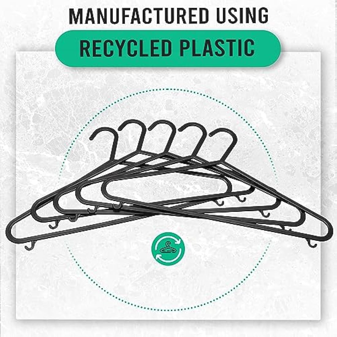 Jolof Store Black Plastic Clothes Hangers – 50 Pack Space Saving Slim