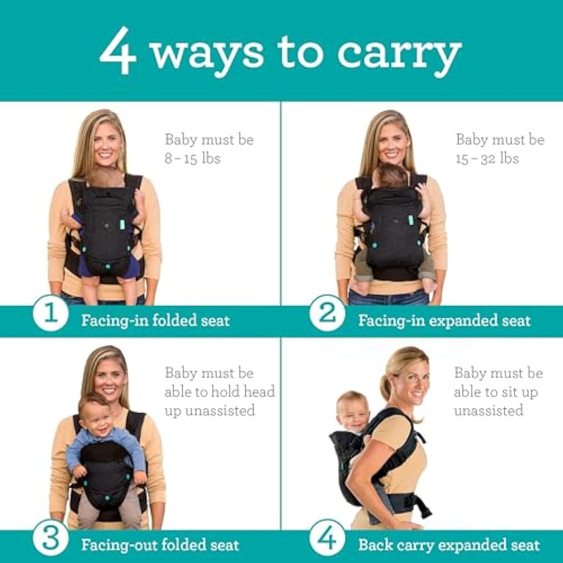 Infantino Flip 4-in-1 Baby Carrier – Ergonomic Convertible Black