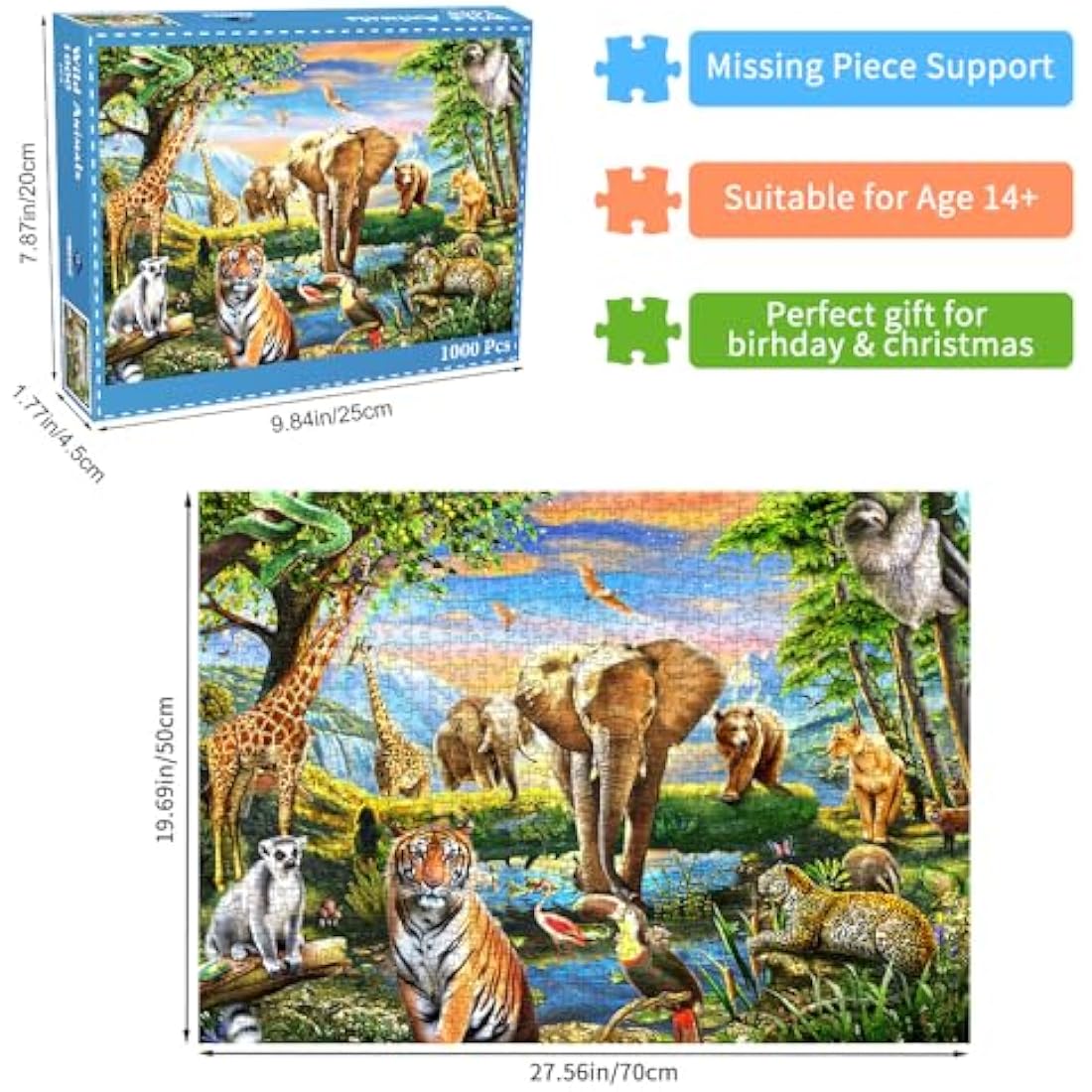 Jolof Store Safari Animal World Jigsaw Puzzle - 1000 Pieces for Adults