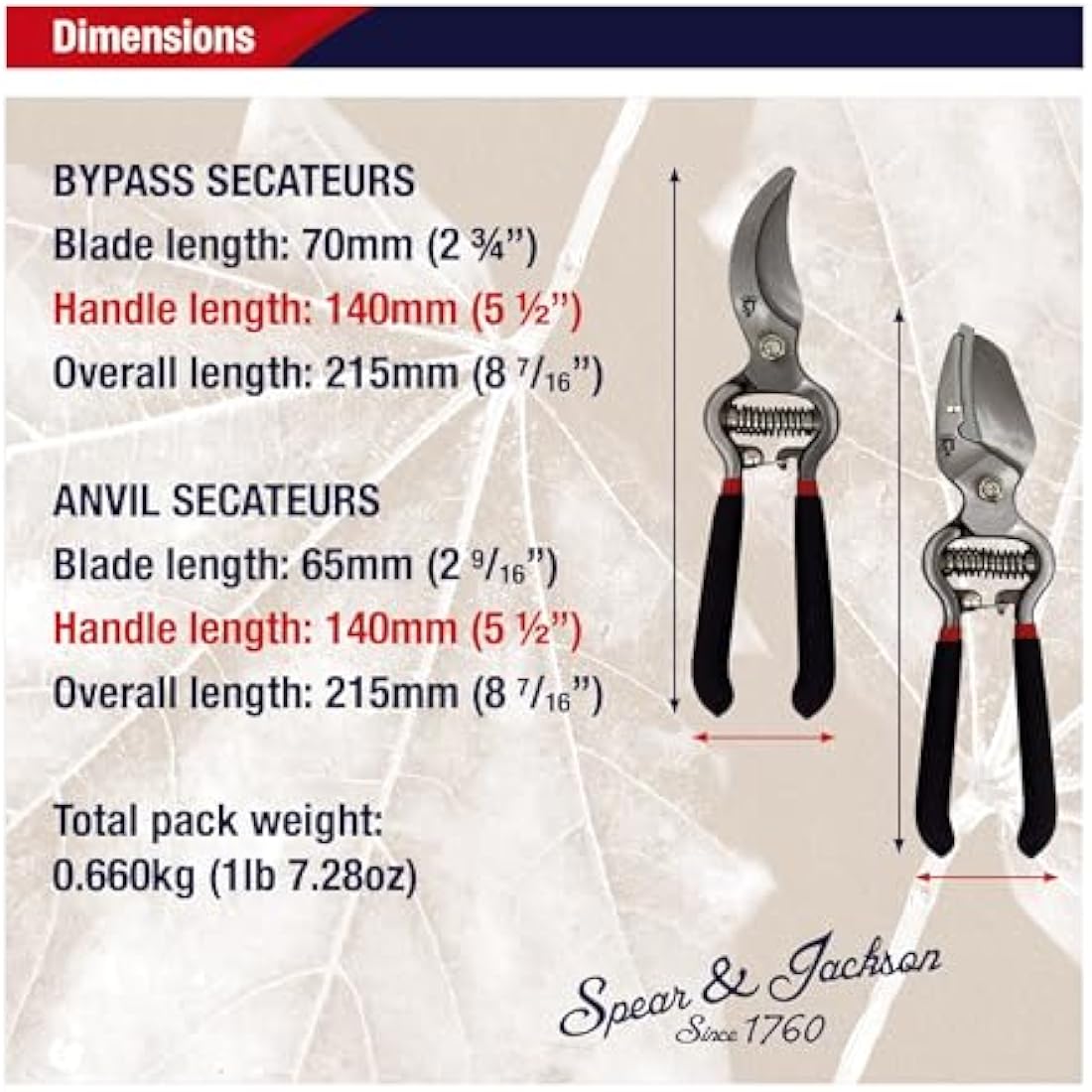 Spear & Jackson Carbon Steel Bypass and Anvil Secateurs Set – 2 Pack