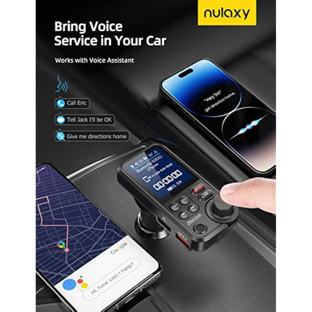 Nulaxy KM30 Car Bluetooth FM Transmitter | QC3.0 Fast Charging & Bass