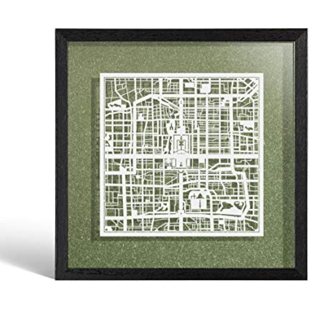 Beijing Paper Cut Map Art -  Framed 9x9 Wall Decor