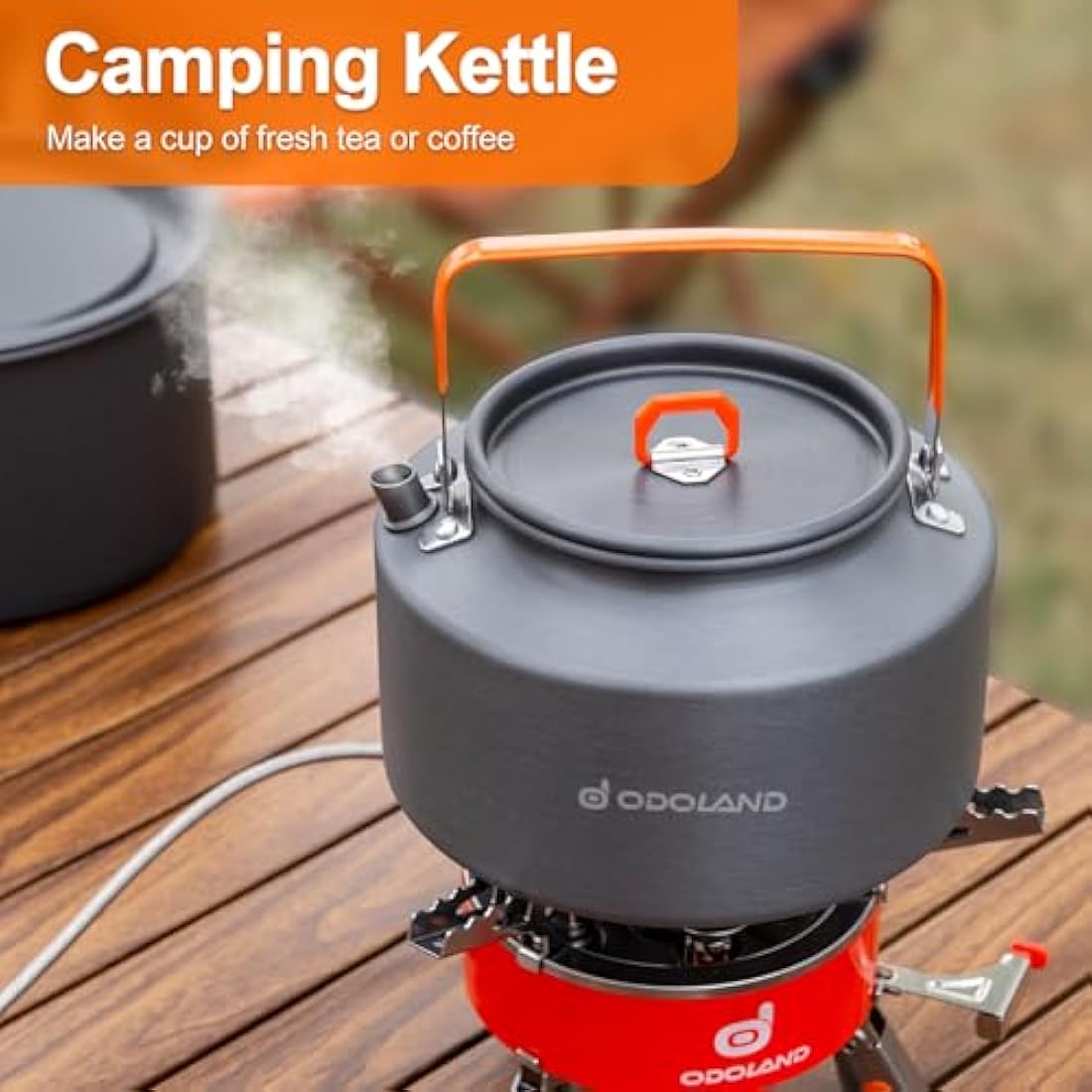 Odoland Camping Cookware Mess Kit – Anodized Aluminum Pot, Pan & Kettle