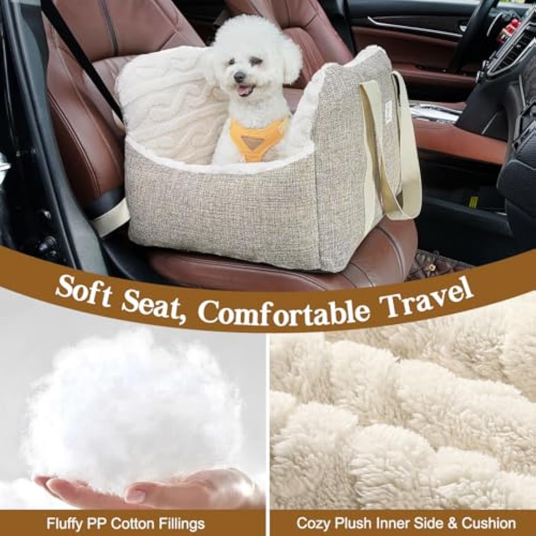 Pawaboo Small Dog Booster Car Seat | Waterproof Travel Bed up to 25lbs