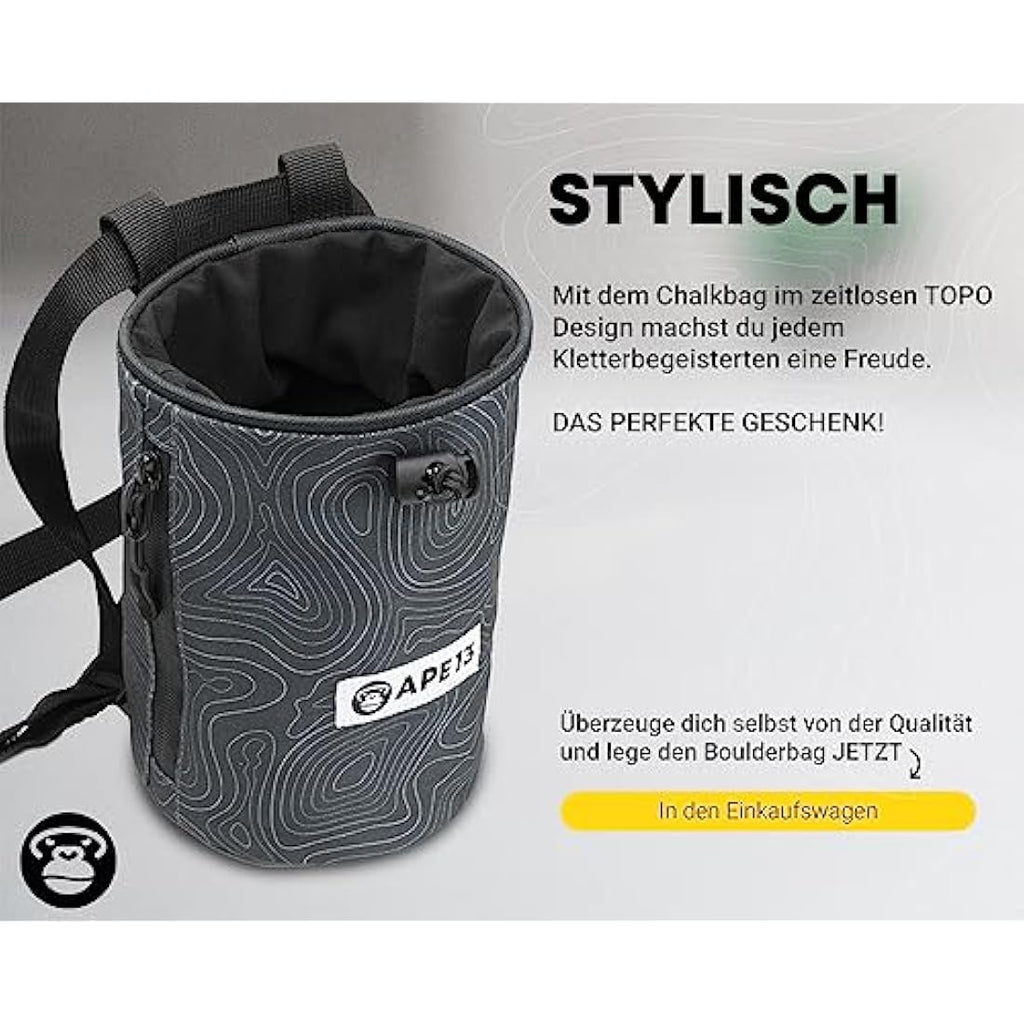 APE13 Chalk Bag Set zum Klettern & Bouldern – Inkl. Bürste & Gurtband