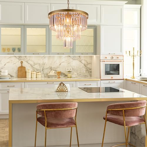 Wellmet 20" Gold Crystal Chandelier | 3-Tier Modern Round Ceiling Light