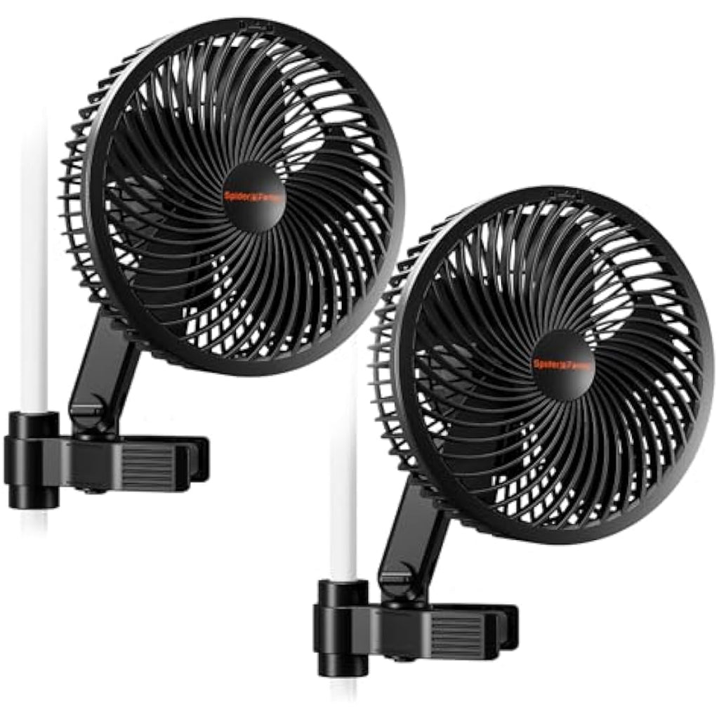 Spider Farmer 6" Oscillating Clip Fan – 10-Speed EC Motor, 2-Pack