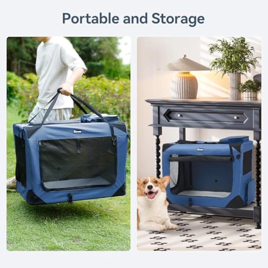 Reerooh Foldable Dog Carrier | Portable Soft Travel Crate with Steel Frame