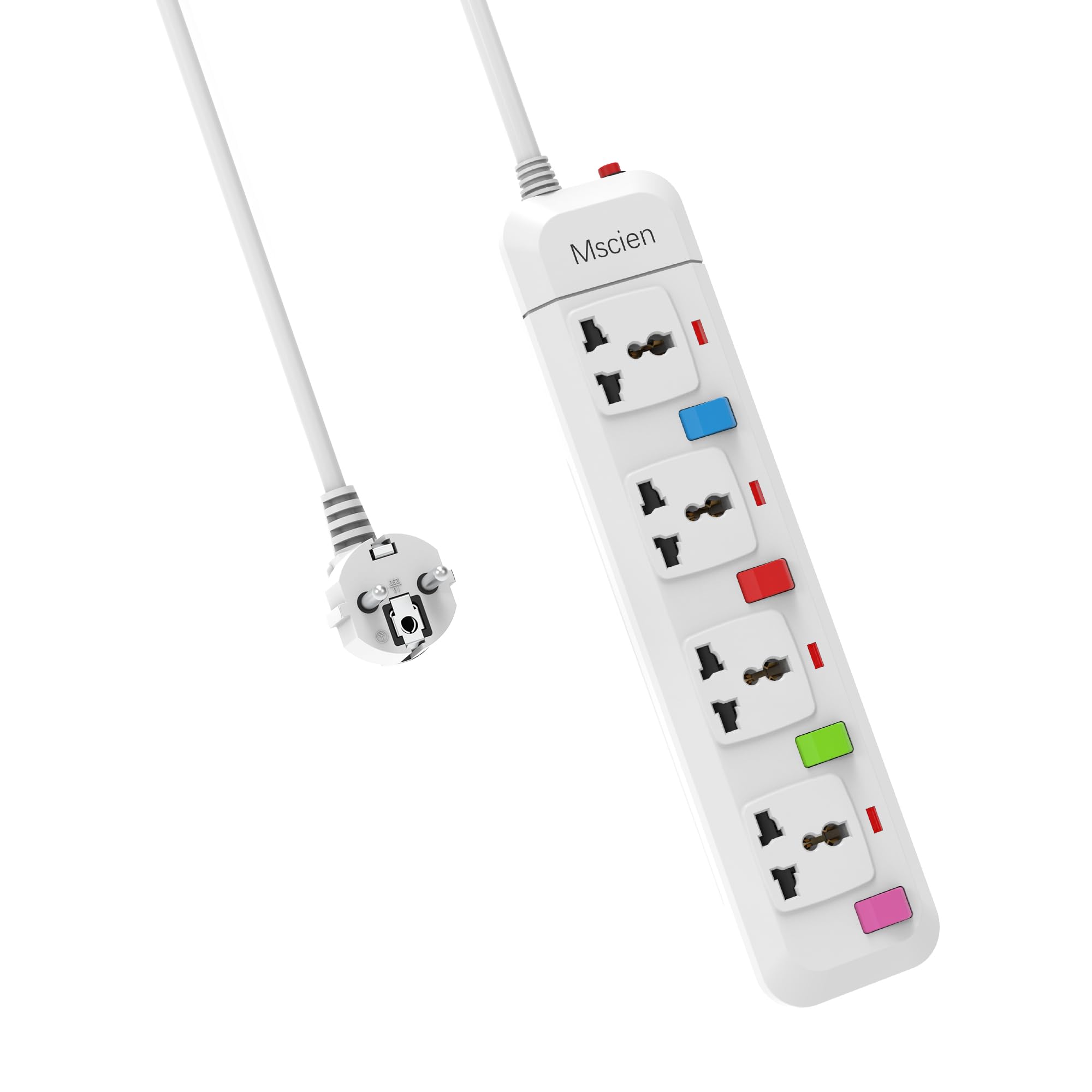 Mscien UK to EU Travel Extension Lead | 4 Way Power Strip with 1.8M Cord