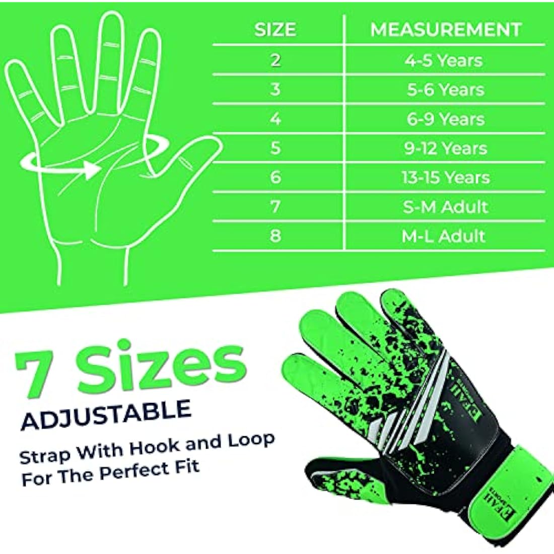 EFAH SPORTS Kids Soccer Goalkeeper Gloves | Super Grip Youth Goalie