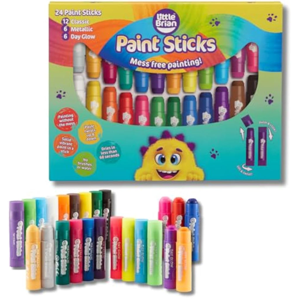 Little Brian Paint Sticks – 24 Pack Assorted Mess-Free Kids Art Sticks