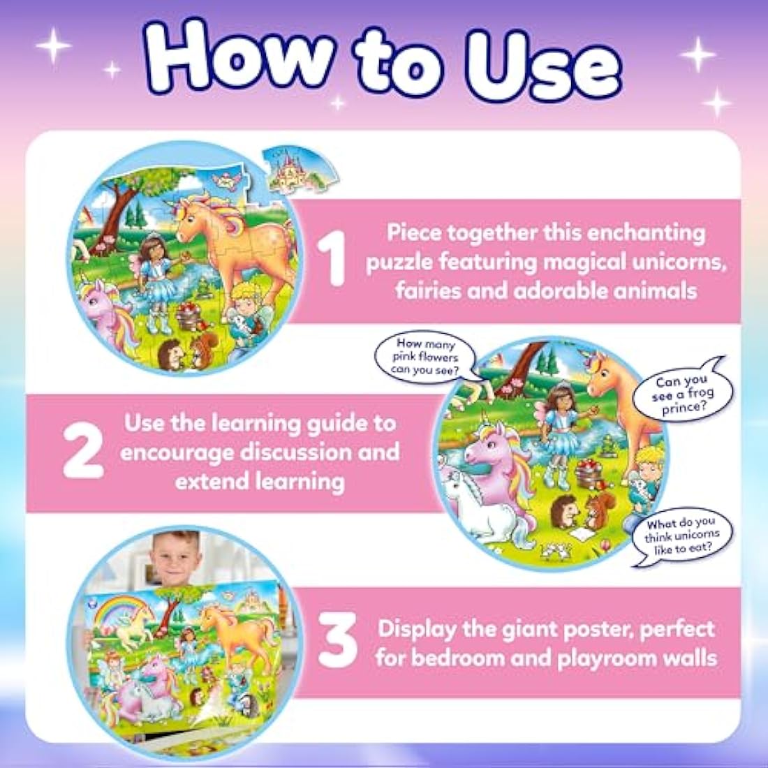 Orchard Toys Unicorn Friends 50-Piece Jigsaw Puzzle with Poster – Age 4+