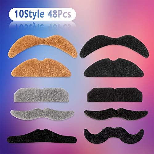 48 Pack Self Adhesive Fake Moustache Set for Costumes