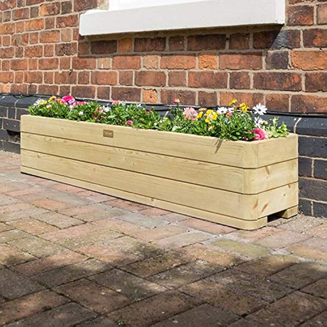 Rowlinson Marberry Patio Planter – 85L Wooden Garden Pot, Natural Timber