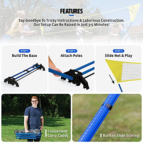 EastPoint Sports 4-Player Badminton Set | Portable 15ft Net & Rackets