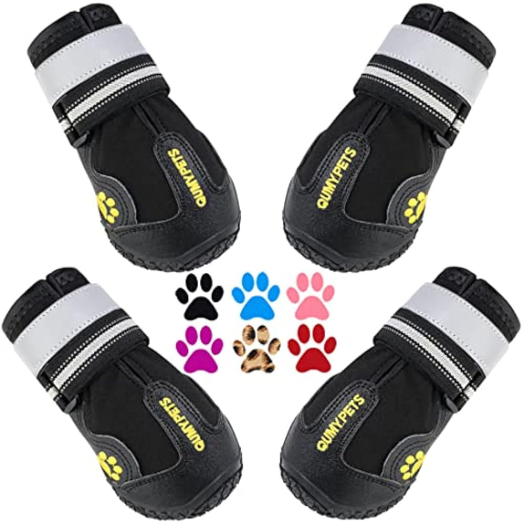 QUMY Waterproof Dog Boots – Anti-Slip Paw Protectors for Large Dogs