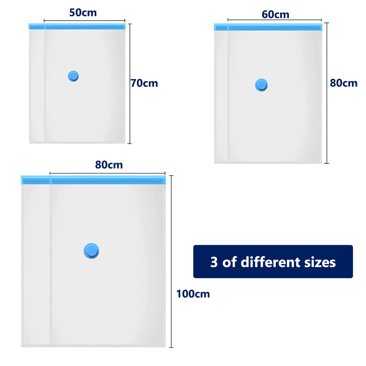 Vacuum Storage Bags for Clothes - 6 Pack2 Jumbo + 2 Large Medium Reusable Sealer with Double Zip Seal Travel Space Saver Duvets, Bedding, Quilts - image 2