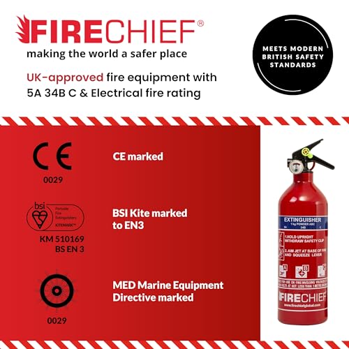 Firechief 1kg ABC Powder Fire Extinguisher for Home, Car & Kitchen