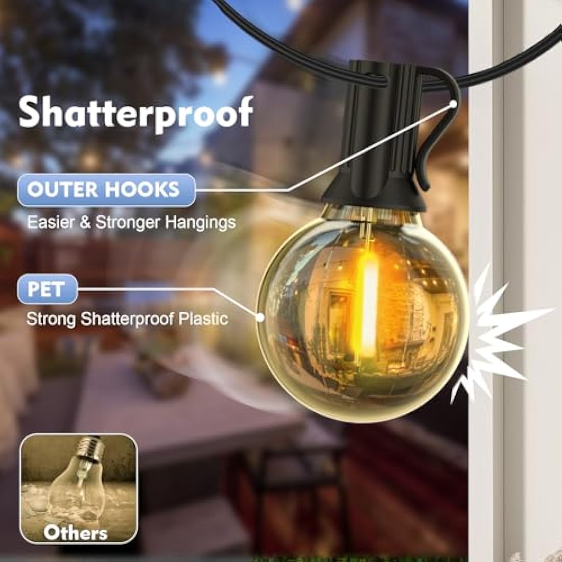 Yuusei 164FT Festoon Lights – IP45 Waterproof Outdoor String Lights