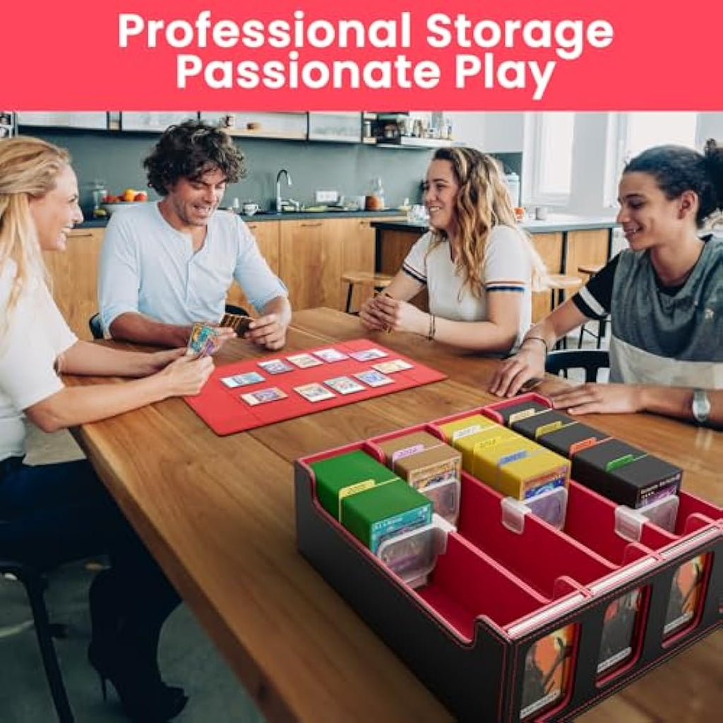 Hot Bee MTG Card Storage Box | 2400+ Deck Case PU Leather - Red