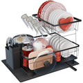 RebelEver 2-Tier Dish Drying Rack – Rustproof Carbon Steel Sink Drainer