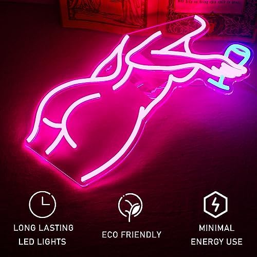 Lady Back Neon Sign | Pink LED Wall Art for Bedroom & Bar