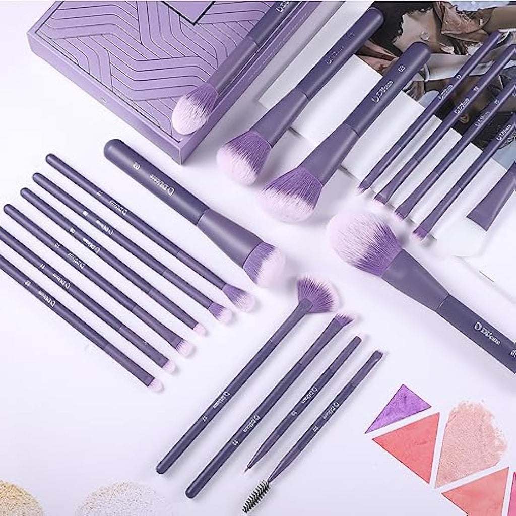 DUcare 20pcs Professional Makeup Brushes Set with Bag - Purple