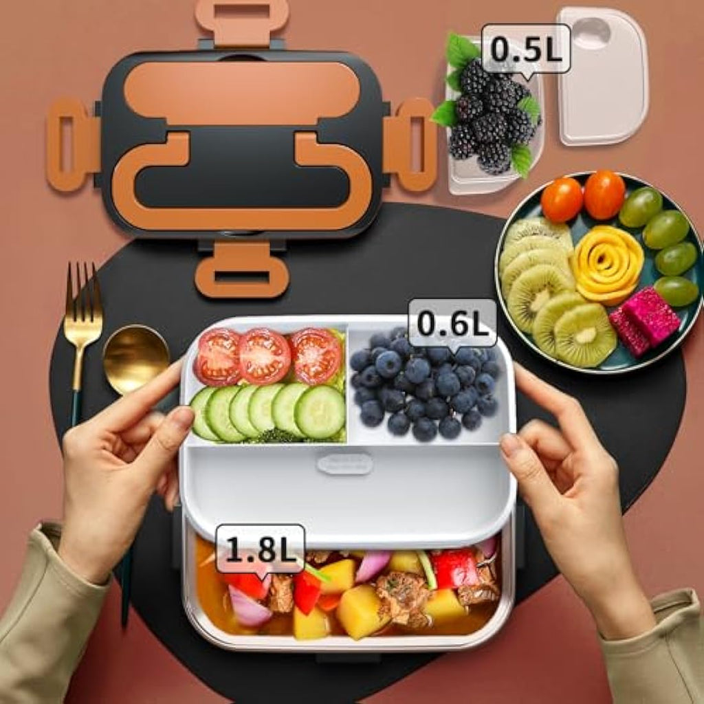 SOOOEC 100W Electric Heated Lunch Box - 1.8L Fast Food Warmer for Car & Office