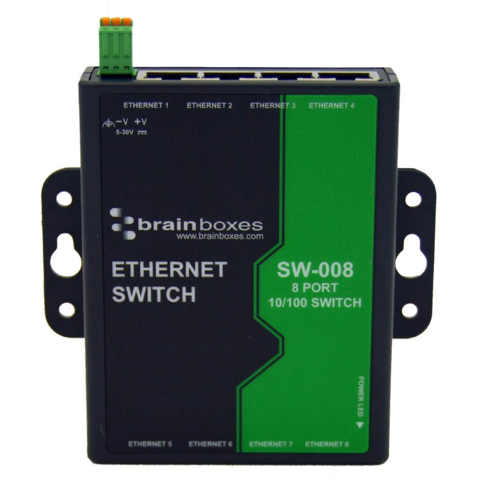 Brainboxes 8-Port Unmanaged Ethernet Switch | Wall Mount Industrial