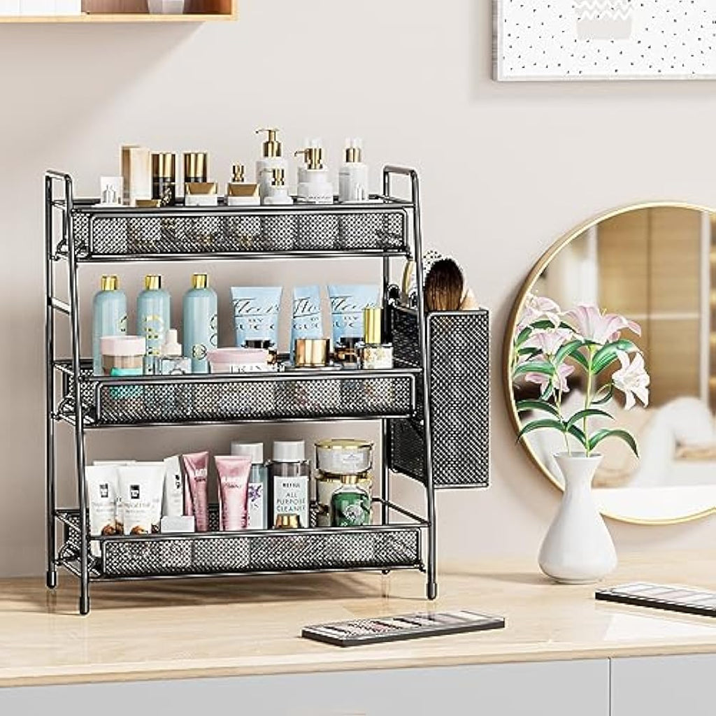 EKNITEY 3-Tier Bathroom Countertop Organizer – Metal Spice & Makeup Rack