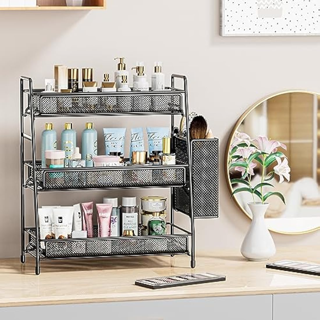 EKNITEY 3-Tier Bathroom Countertop Organizer – Metal Spice & Makeup Rack