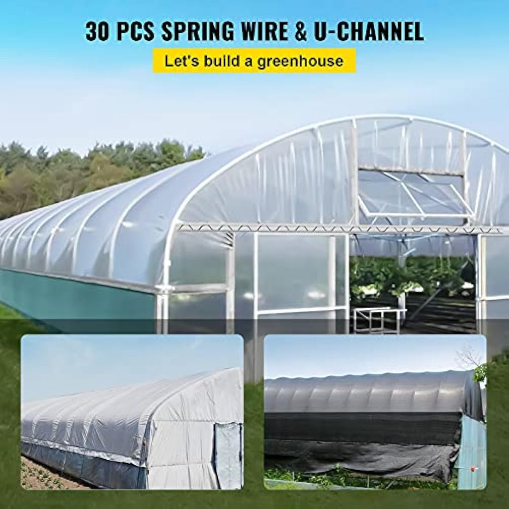 VEVOR Greenhouse Lock Channel and Wiggle Wire Kit – 30 Pack, 6.5ft Aluminum